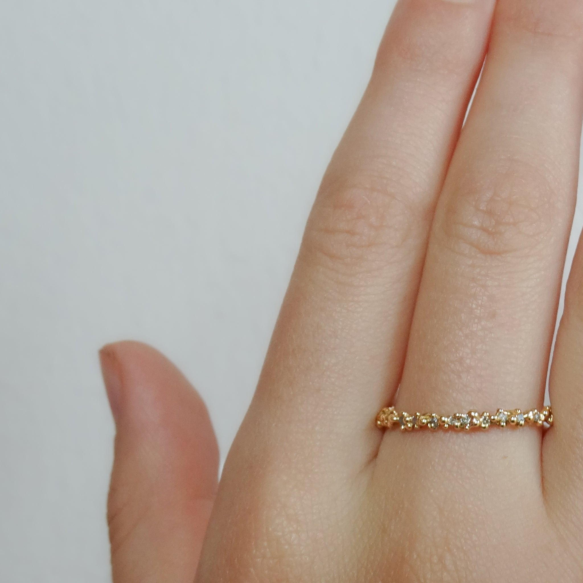 Seeded Ring Cast in 9ct Solid Gold with Diamonds